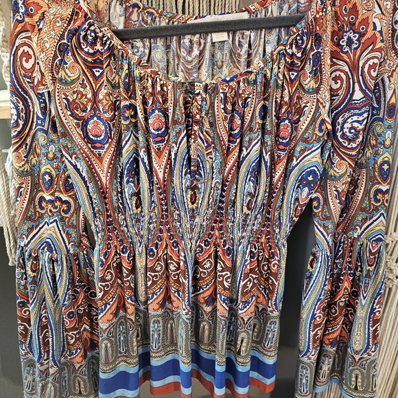 Boston Proper ohemian Paisley Long Sleeve Blouse - Picture 2 of 3